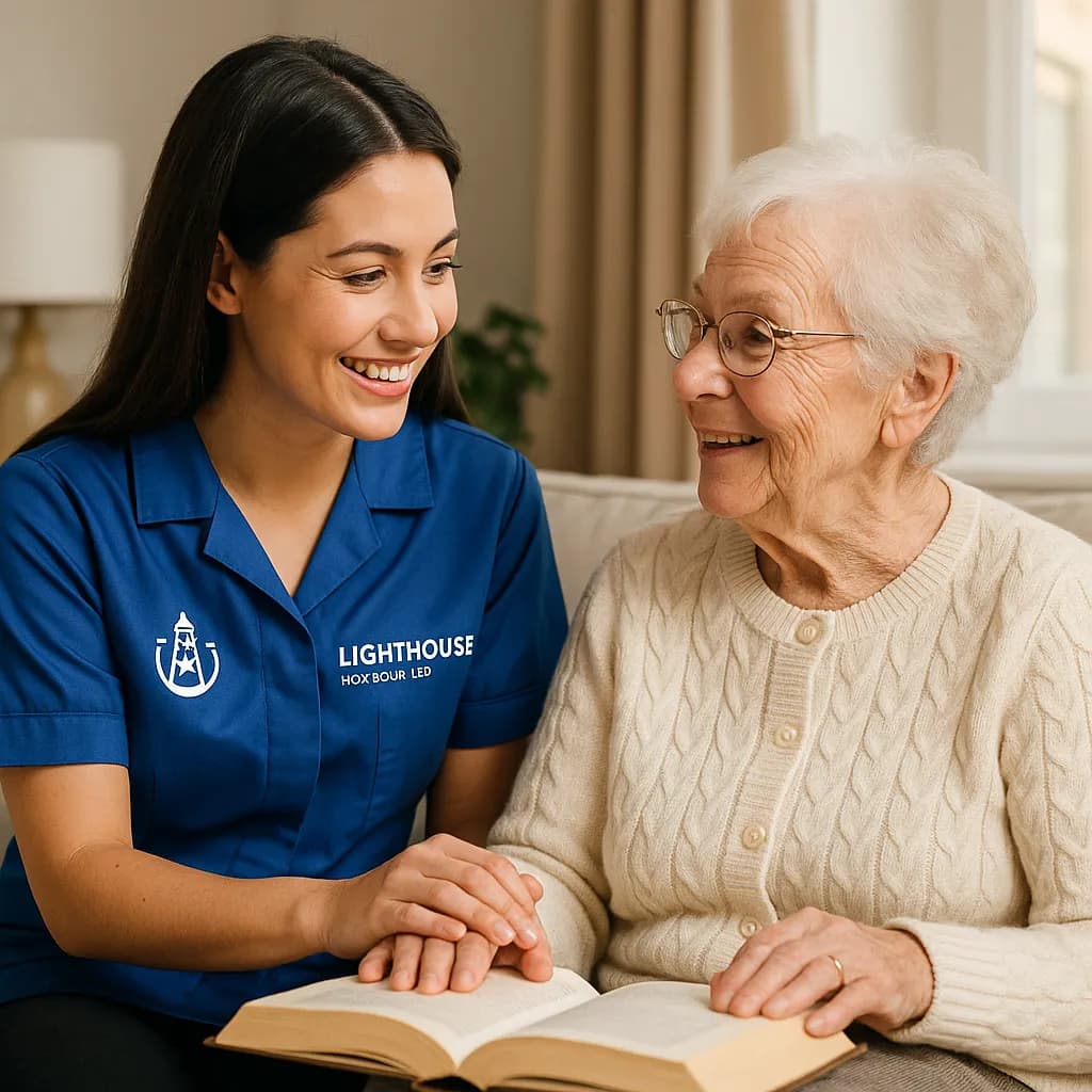 Caregiver helping with daily home assistance - cooking together