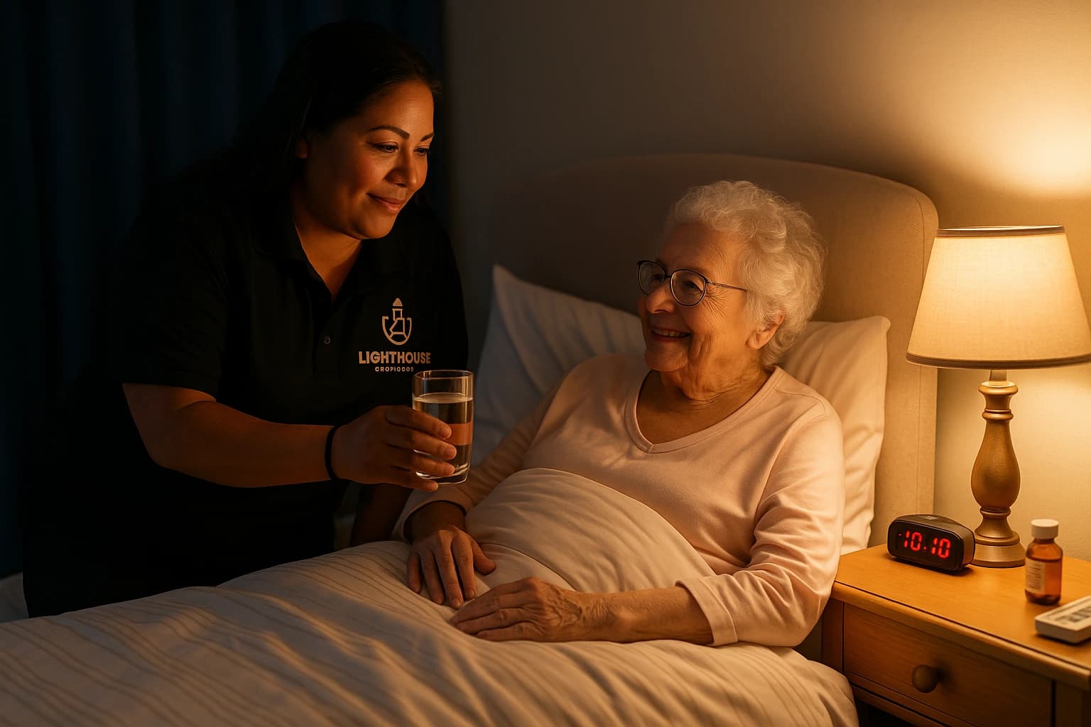 Caregiver providing overnight care