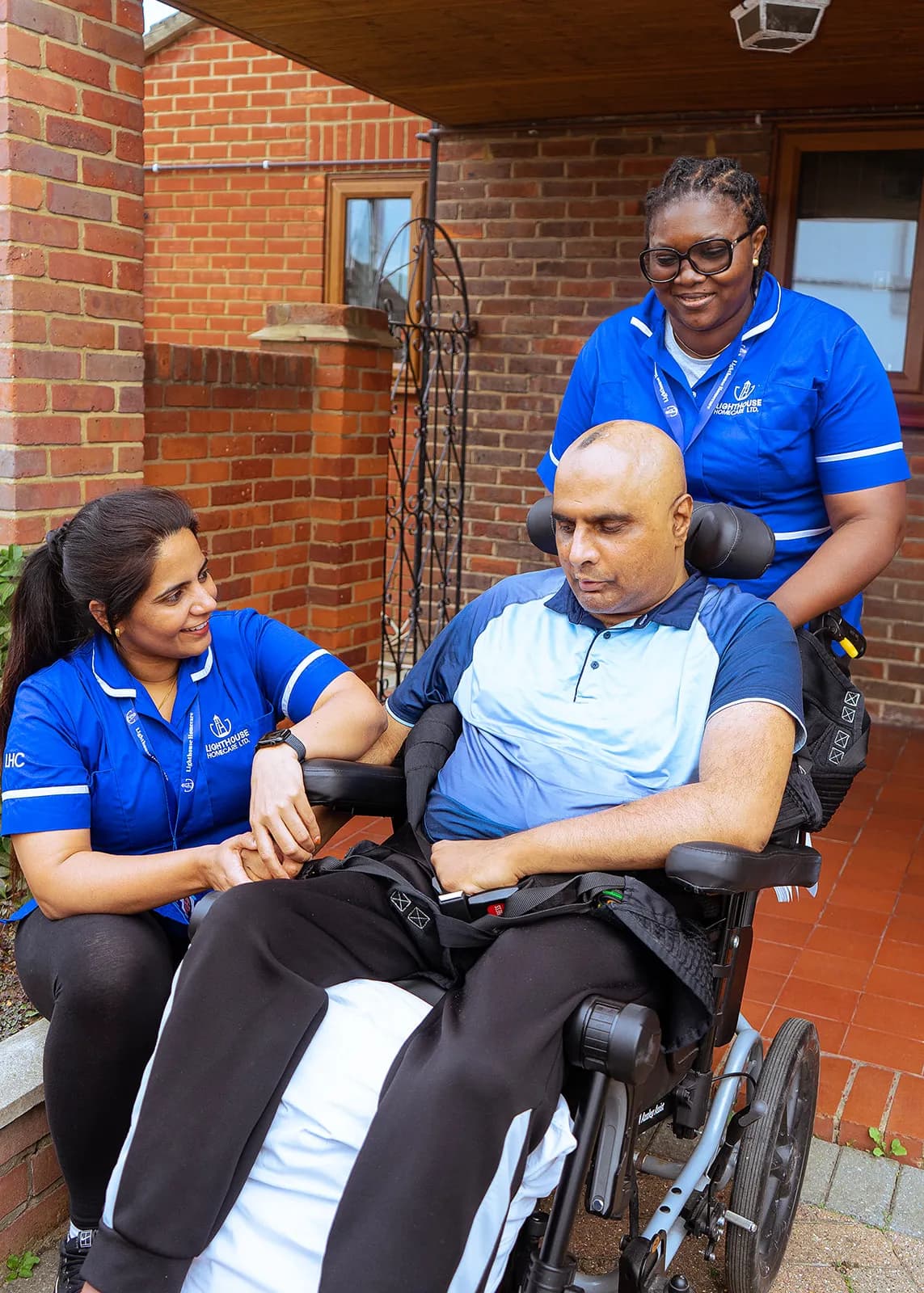 Care team supporting a client